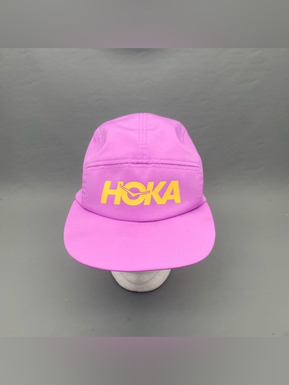 Hoka One One 5 Panel Performance Running Hat Purple Teal Adjustable Bungee Cap